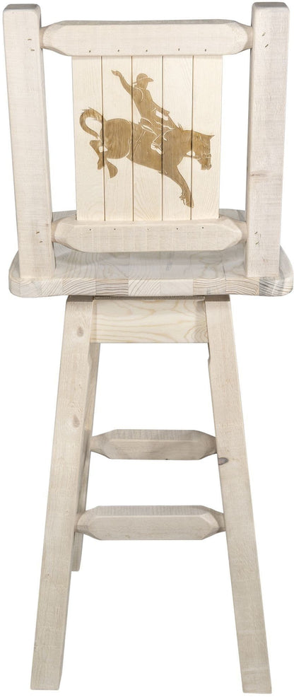 Montana Woodworks Homestead Kollektion Barshocker mit Rücken & Swivel und Laser Gravur - Klare Lacquer Finish