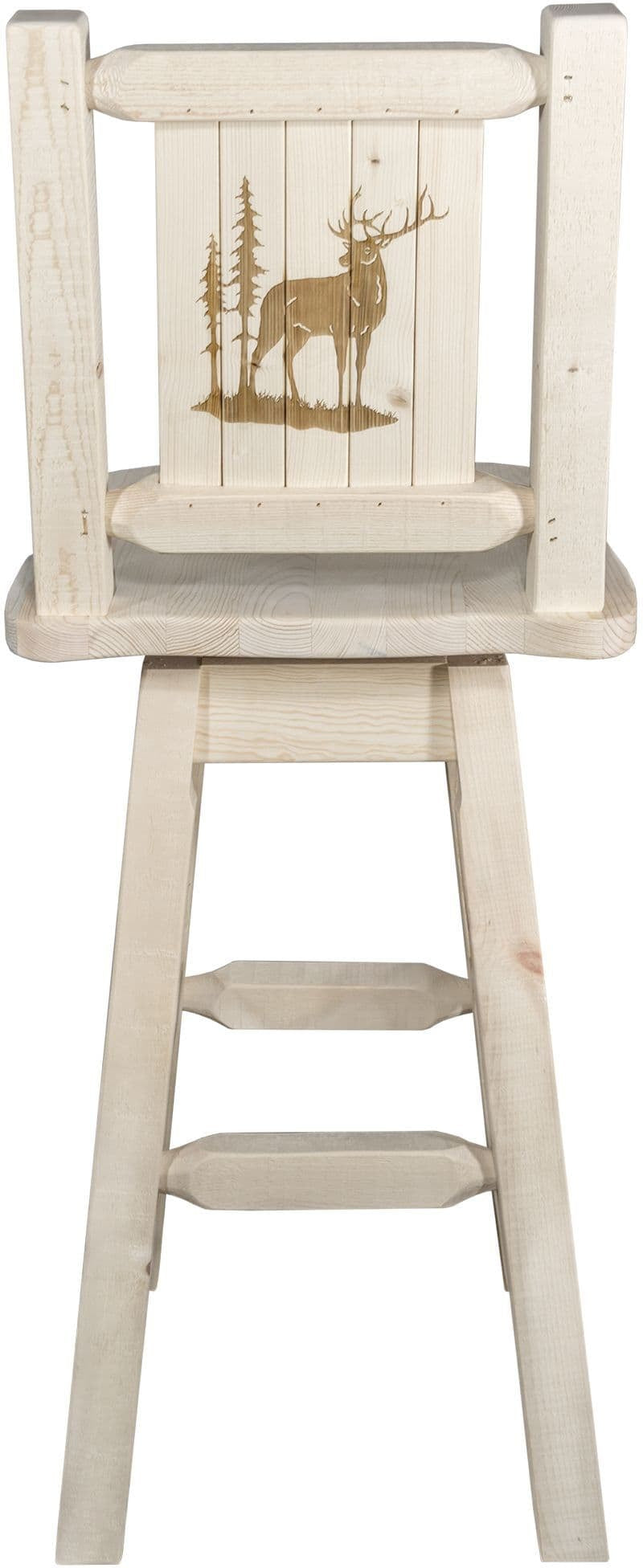 Montana Woodworks Homestead Kollektion Barshocker mit Rücken & Swivel und Laser Gravur - Klare Lacquer Finish