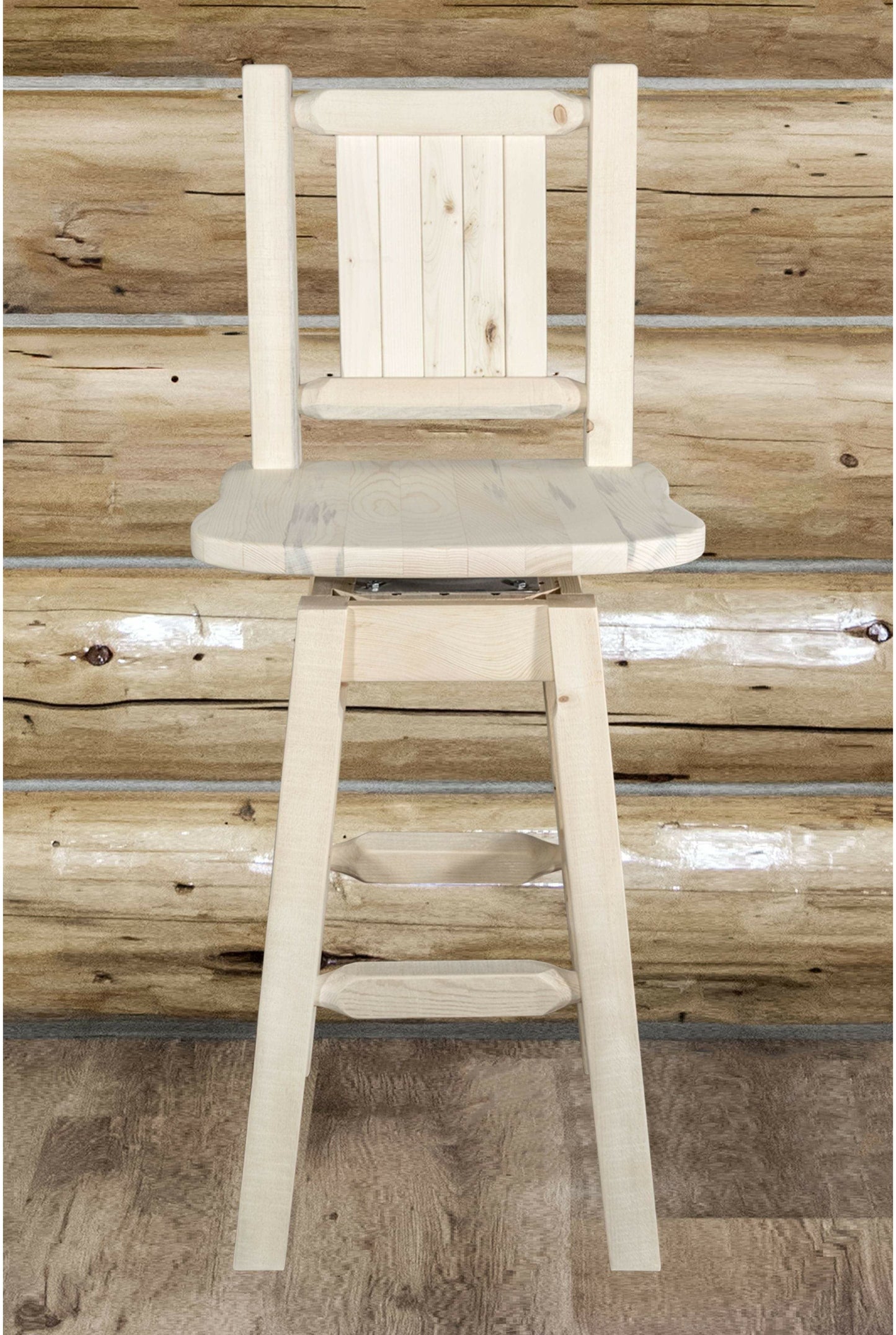 Montana Woodworks Homestead Kollektion Barshocker mit Rücken & Swivel und Laser Gravur - Klare Lacquer Finish