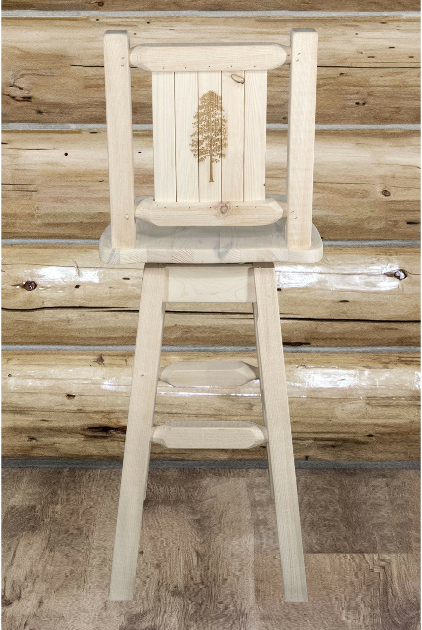 Montana Woodworks Homestead Kollektion Barshocker mit Rücken & Swivel und Laser Gravur - Klare Lacquer Finish