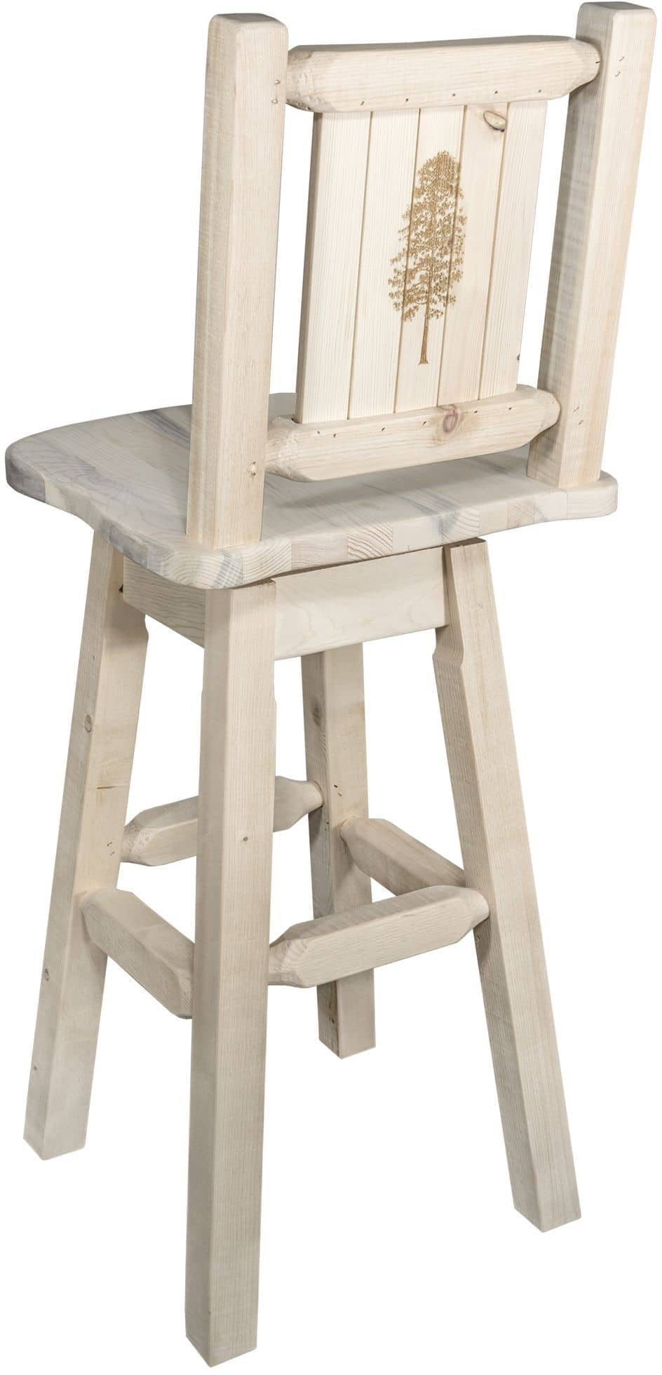 Montana Woodworks Homestead Kollektion Barshocker mit Rücken & Swivel und Laser Gravur - Klare Lacquer Finish