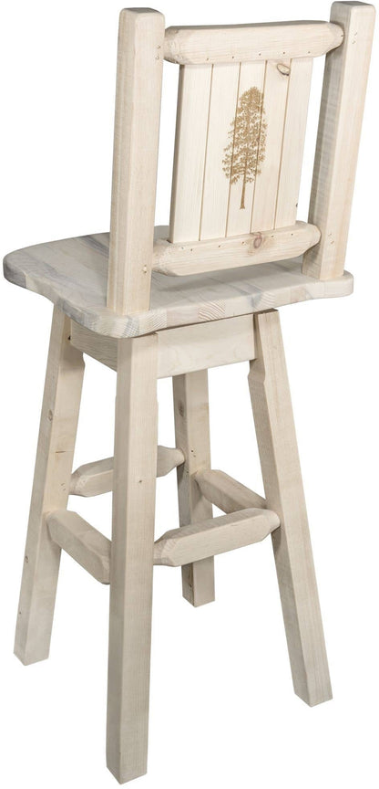 Montana Woodworks Homestead Kollektion Barshocker mit Rücken & Swivel und Laser Gravur - Klare Lacquer Finish