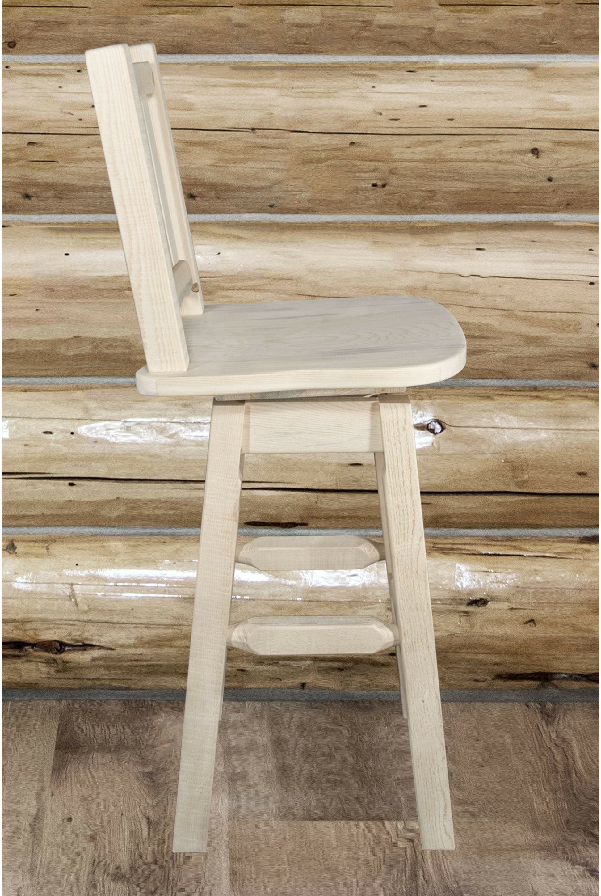 Montana Woodworks Homestead Kollektion Barshocker mit Rücken & Swivel und Laser Gravur - Klare Lacquer Finish
