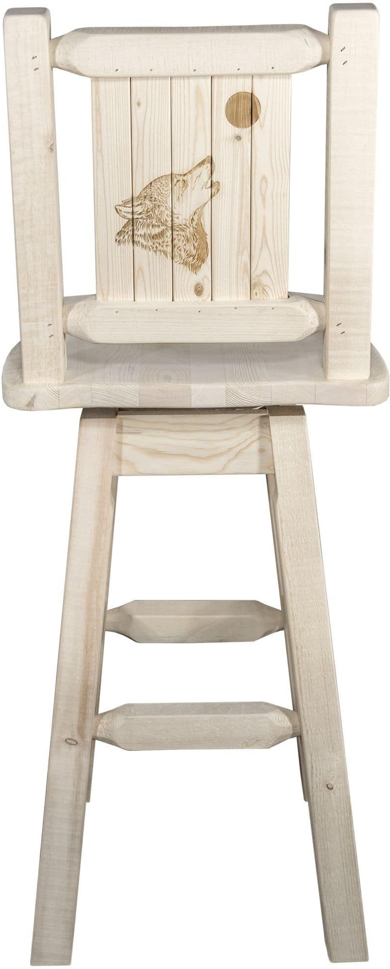 Montana Woodworks Homestead Kollektion Barshocker mit Rücken & Swivel und Laser Gravur - Klare Lacquer Finish
