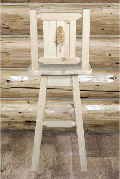 Montana Woodworks Homestead Kollektion Barshocker mit Rücken & Swivel und Laser Gravur - Bereit zum Abschluss