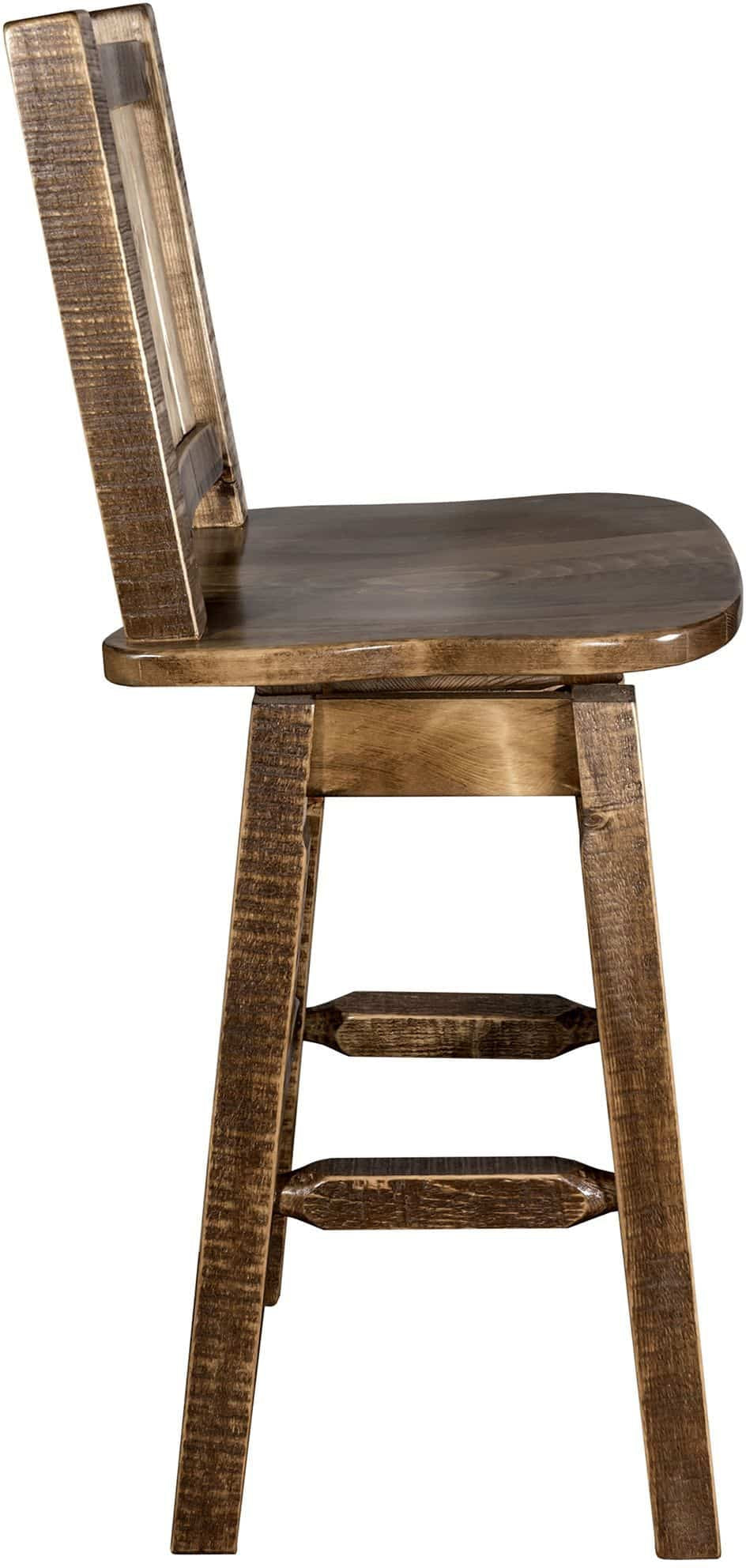 Montana Woodworks Homestead Kollektion Barshocker mit Rücken & Swivel und Laser Gravur Design - Fleck & Lacquer Finish