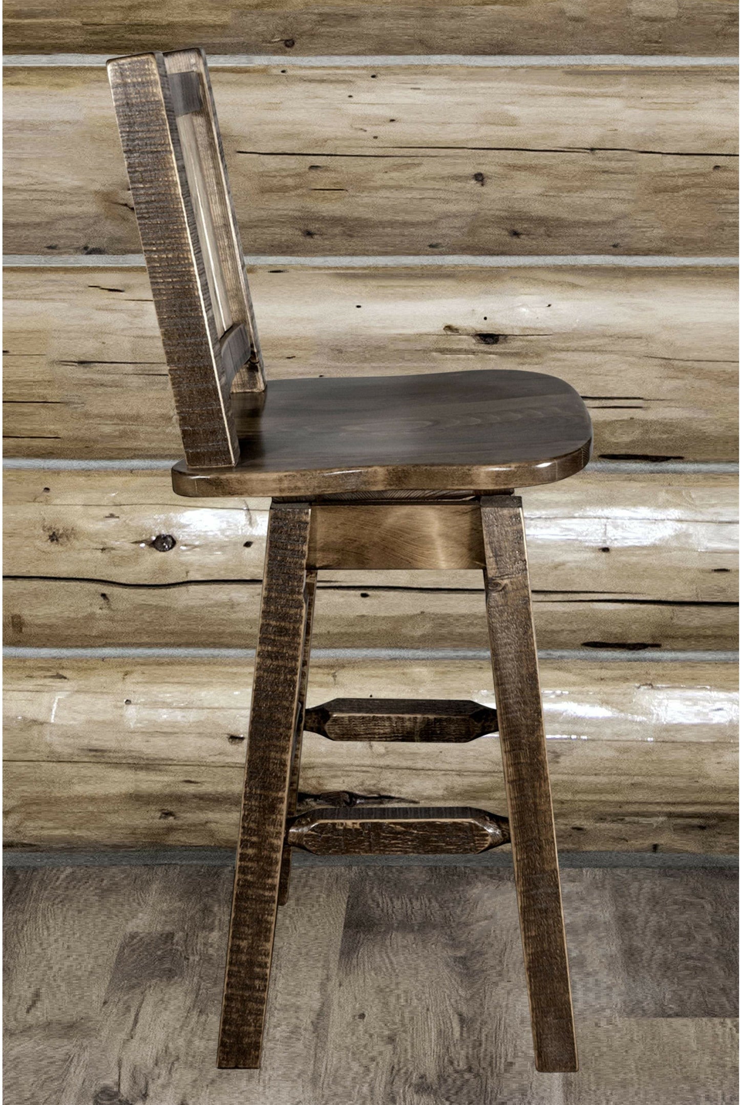 Montana Woodworks Homestead Kollektion Barshocker mit Rücken & Swivel und Laser Gravur Design - Fleck & Lacquer Finish