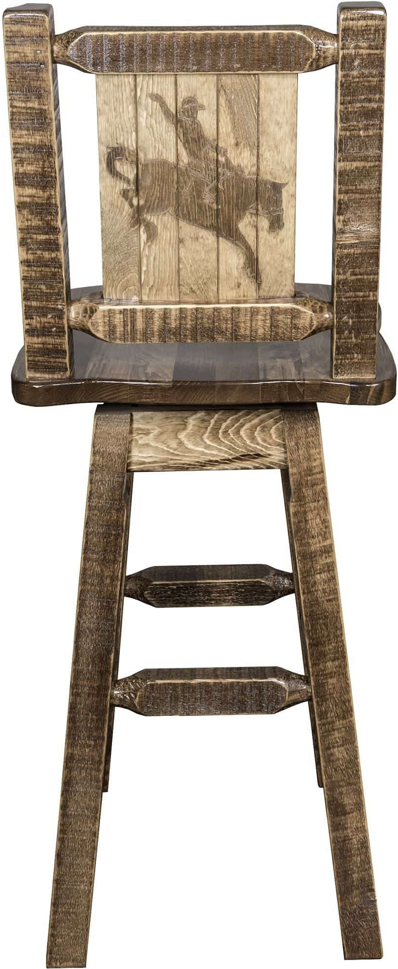 Montana Woodworks Homestead Kollektion Barshocker mit Rücken & Swivel und Laser Gravur Design - Fleck & Lacquer Finish