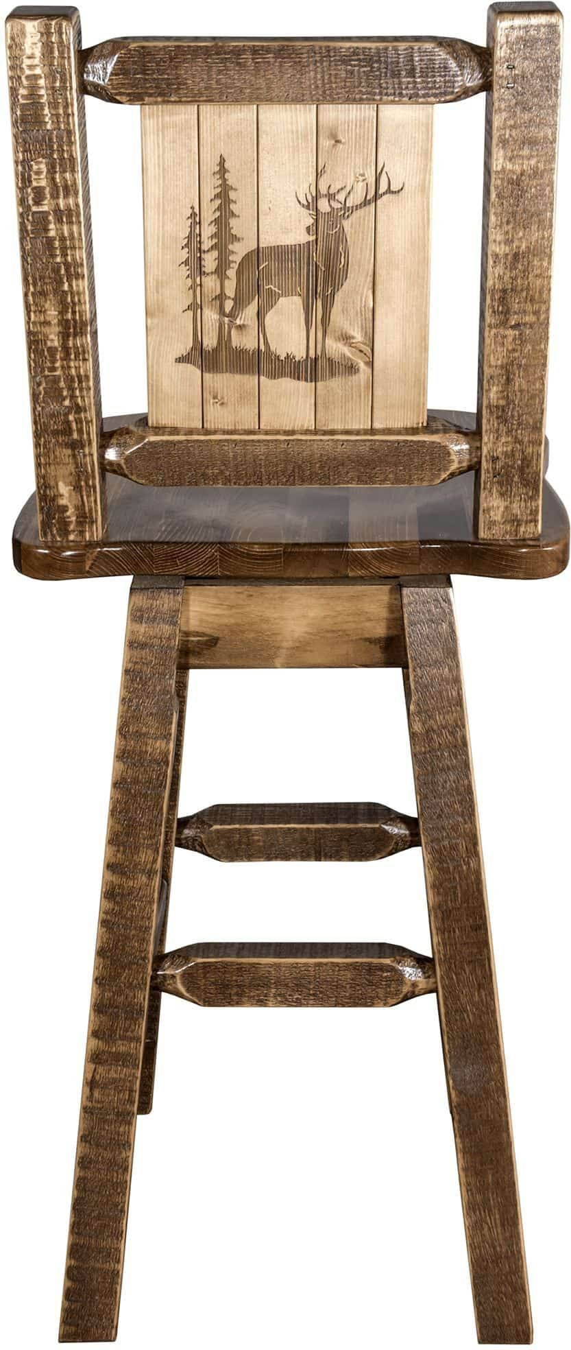 Montana Woodworks Homestead Kollektion Barshocker mit Rücken & Swivel und Laser Gravur Design - Fleck & Lacquer Finish