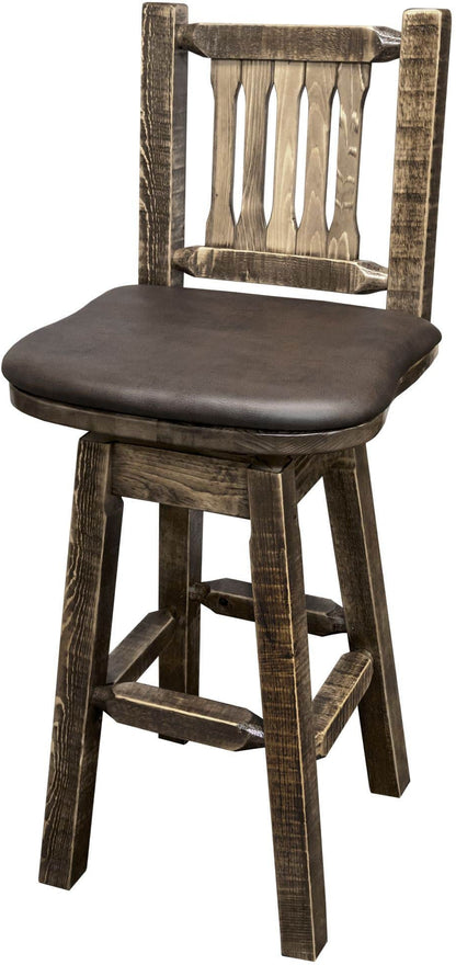 Montana Woodworks Homestead Kollektion Barshocker mit Rücken / Schwenk / Polstersitz