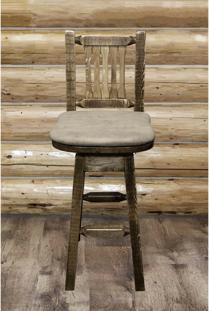 Montana Woodworks Homestead Kollektion Barshocker mit Rücken / Schwenk / Polstersitz