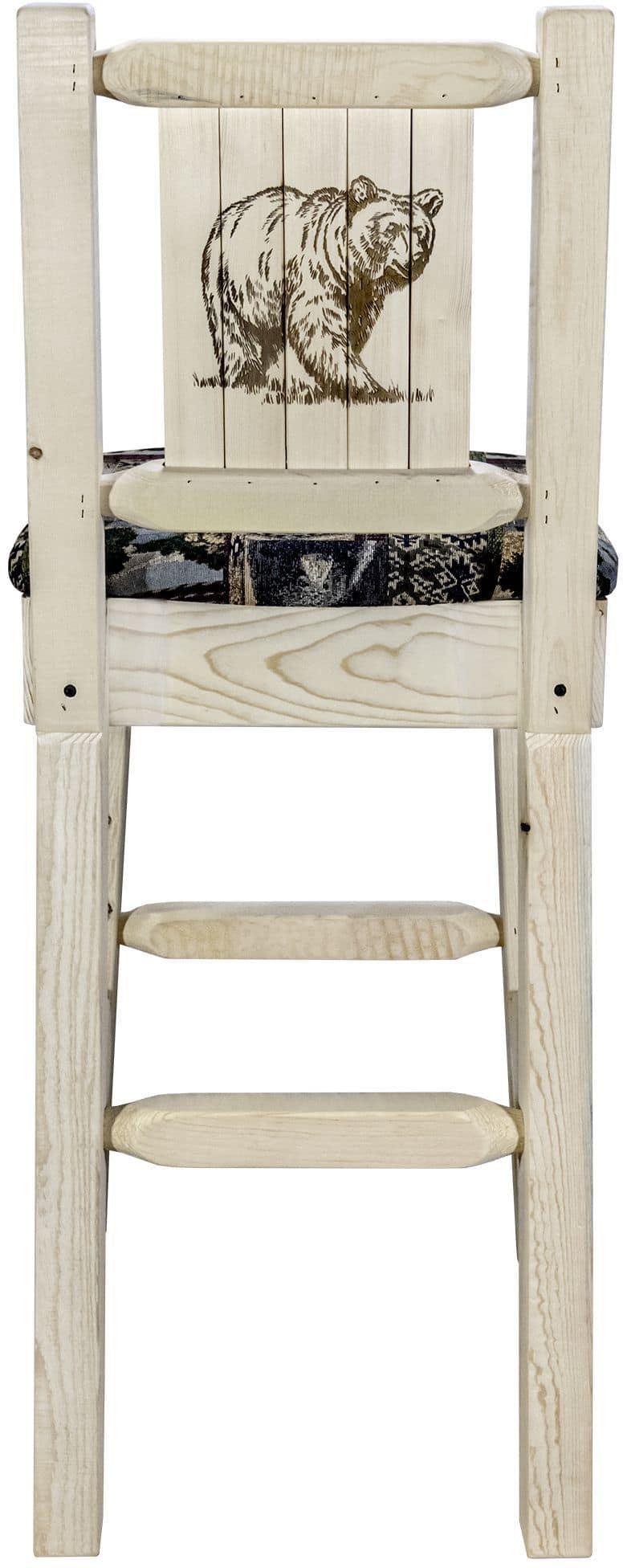 Montana Woodworks Homestead Kollektion Barstool Woodland Polsterung mit Lasergravur Design - Klare Lacquer Finish