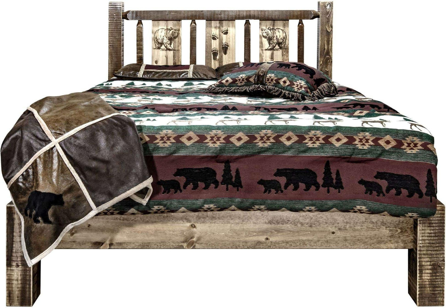 Montana Woodworks Homestead Kollektion California King Plattformbett mit Lasergravur Design - Flecken & Klare Lacquer Finish