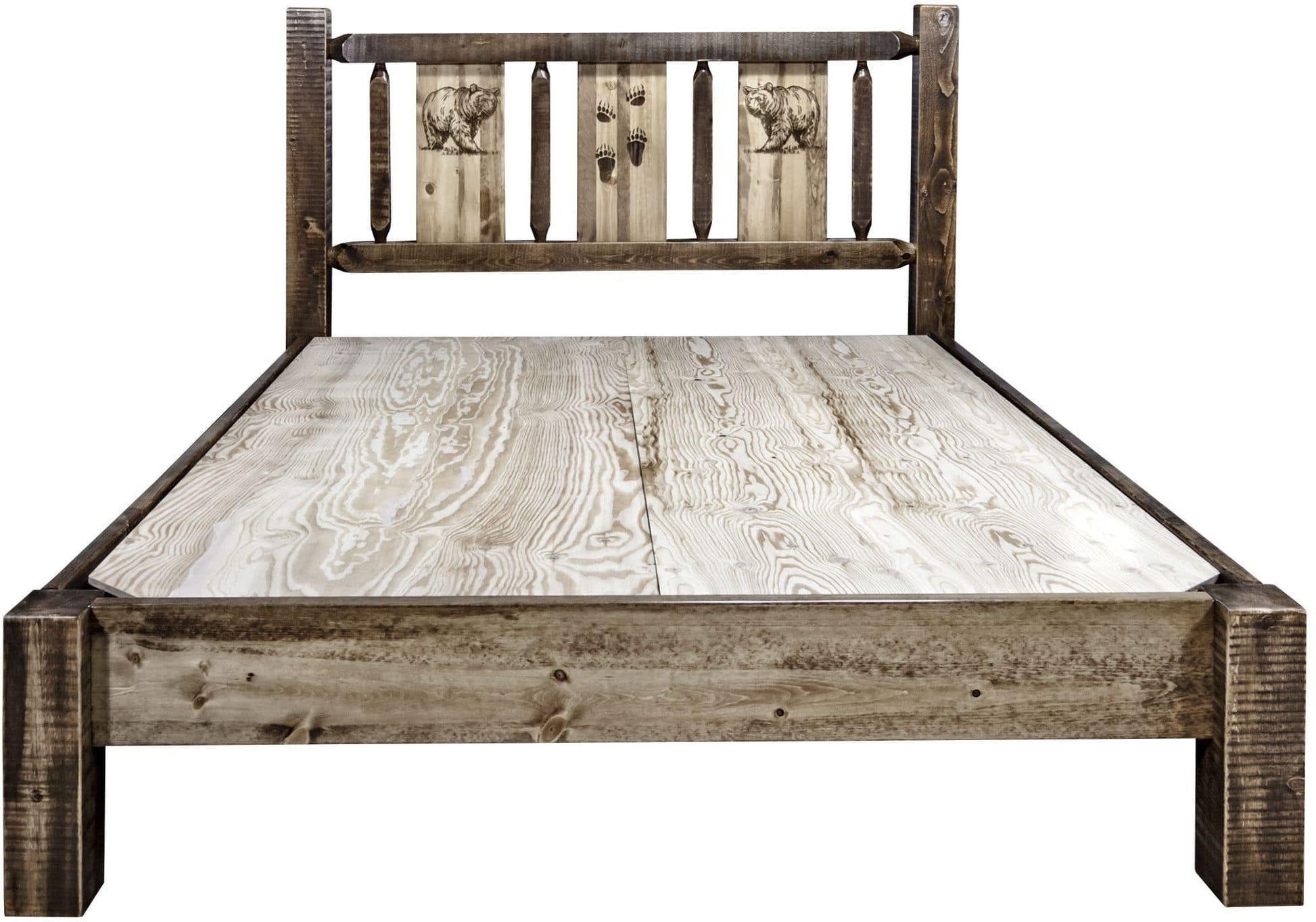 Montana Woodworks Homestead Kollektion California King Plattformbett mit Lasergravur Design - Flecken & Klare Lacquer Finish