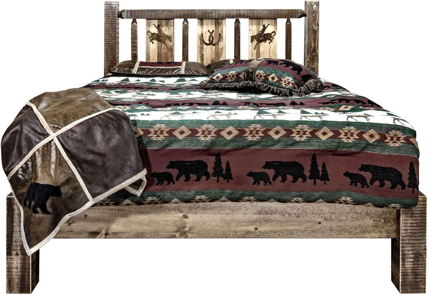 Montana Woodworks Homestead Kollektion California King Plattformbett mit Lasergravur Design - Flecken & Klare Lacquer Finish