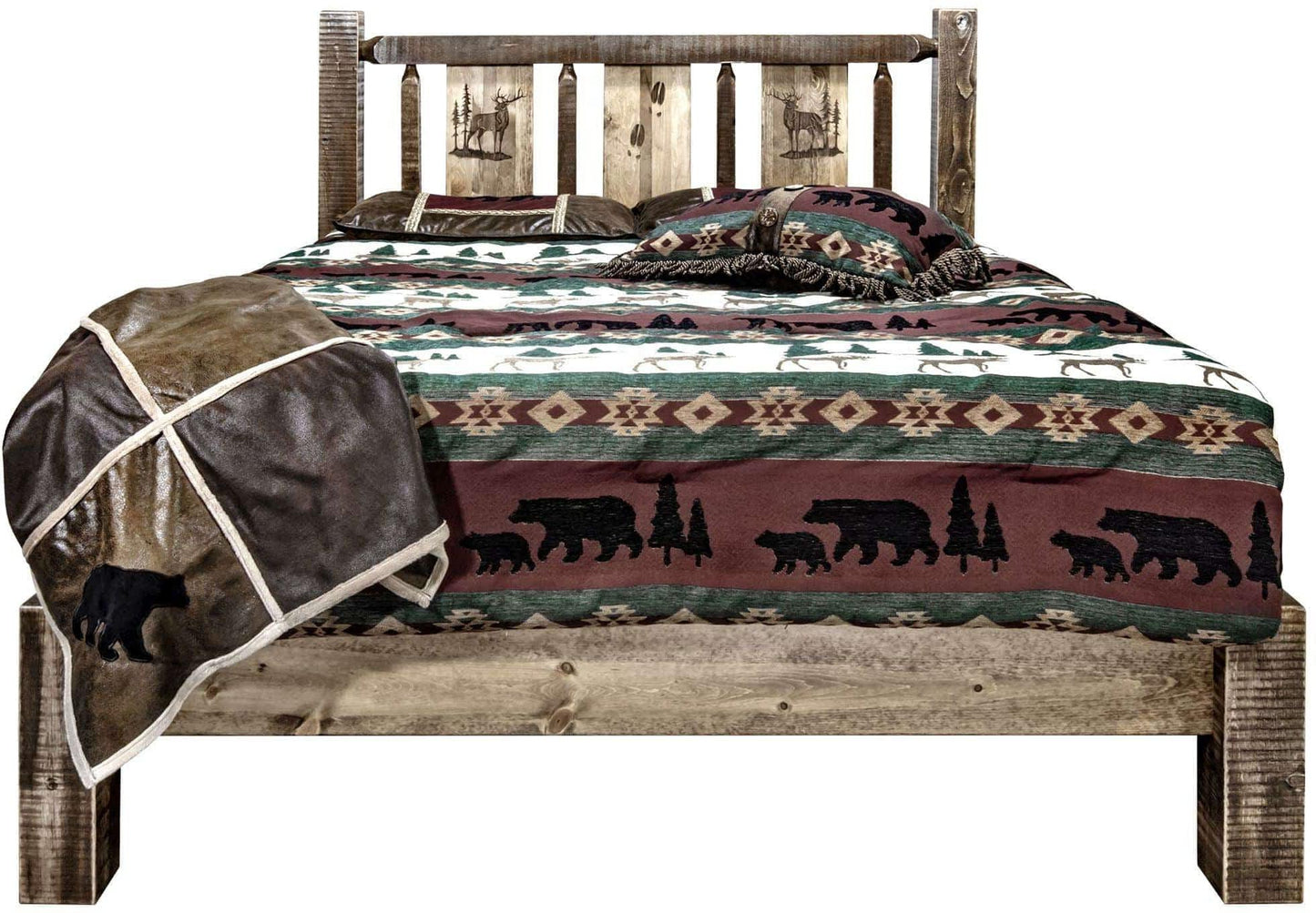 Montana Woodworks Homestead Kollektion California King Plattformbett mit Lasergravur Design - Flecken & Klare Lacquer Finish