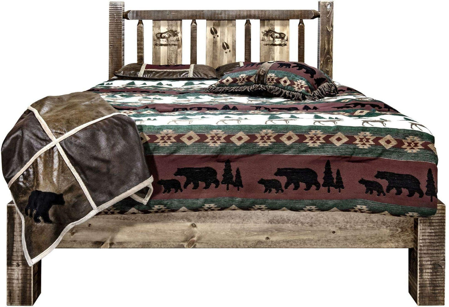 Montana Woodworks Homestead Kollektion California King Plattformbett mit Lasergravur Design - Flecken & Klare Lacquer Finish
