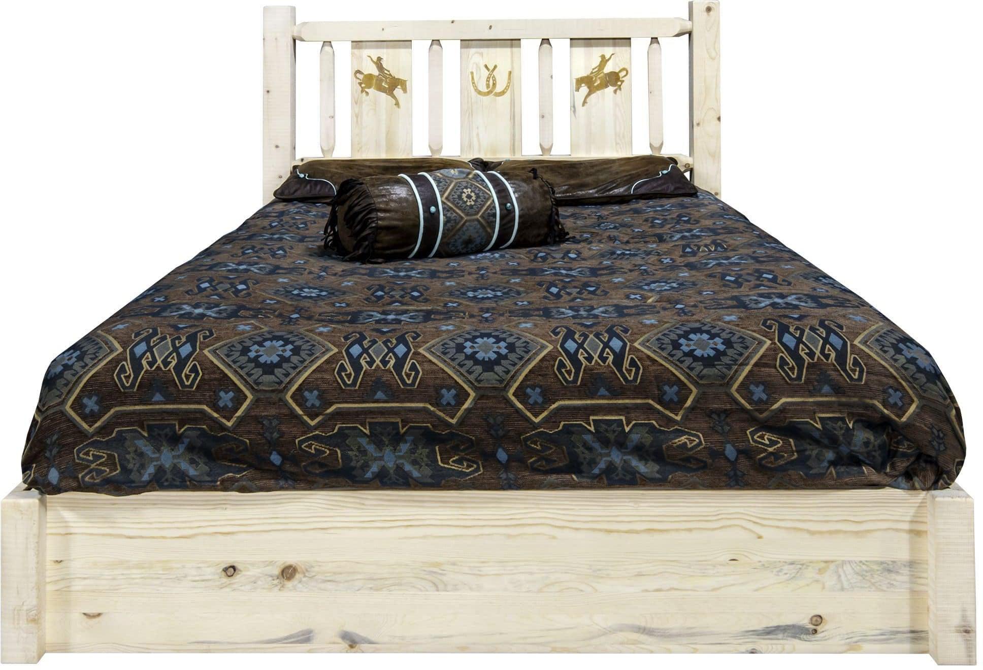 Montana Woodworks Homestead Kollektion California King Speicherplattform mit Lasergravur-Design - Bereit zum Abschluss