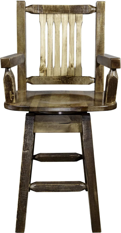 Montana Woodworks Homestead Kollektion Barshocker des Kapitäns mit Rücken & Schwenken