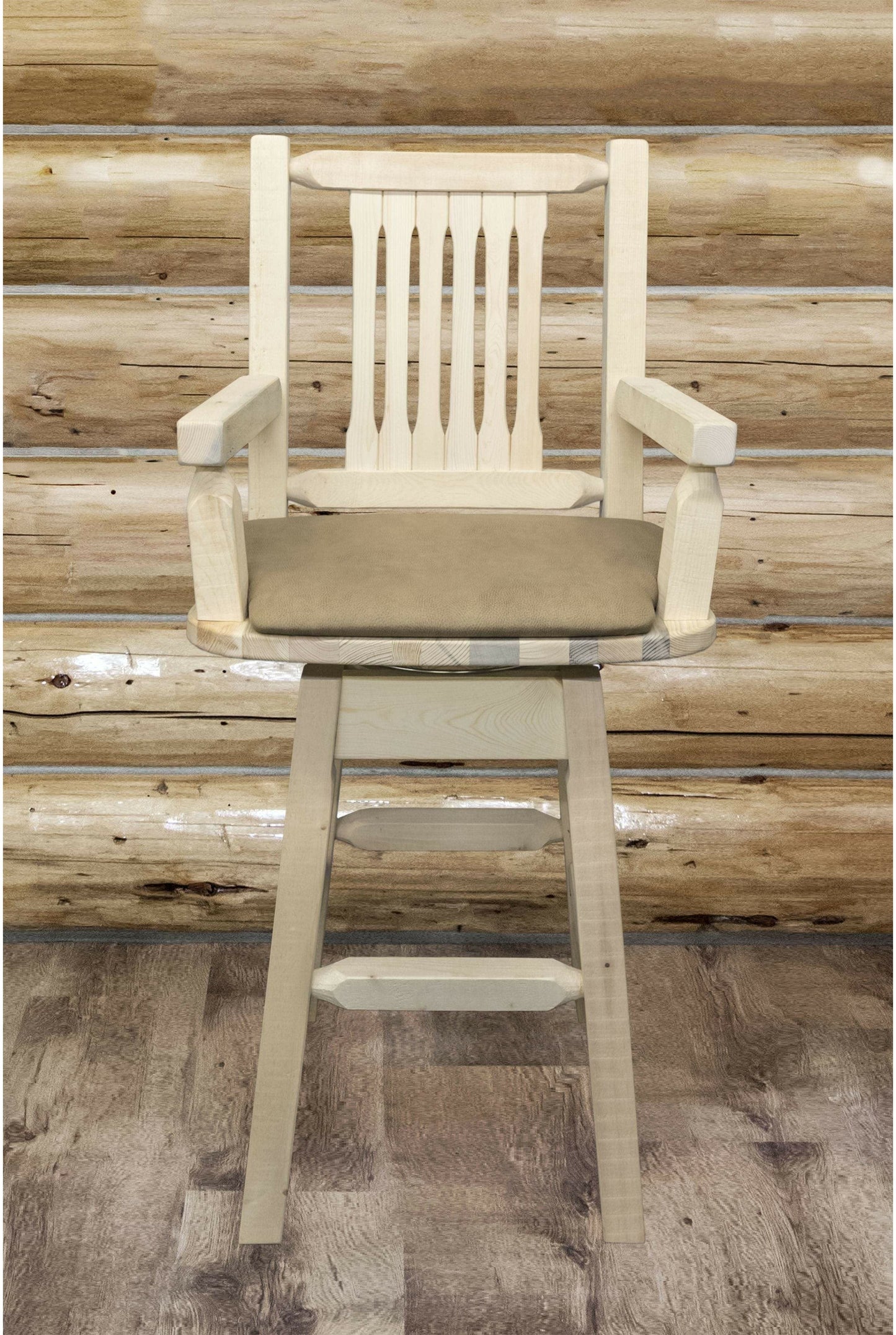 Montana Woodworks Homestead Kollektion Captain's Barshocker mit Rücken / Schwenk / Polstersitz