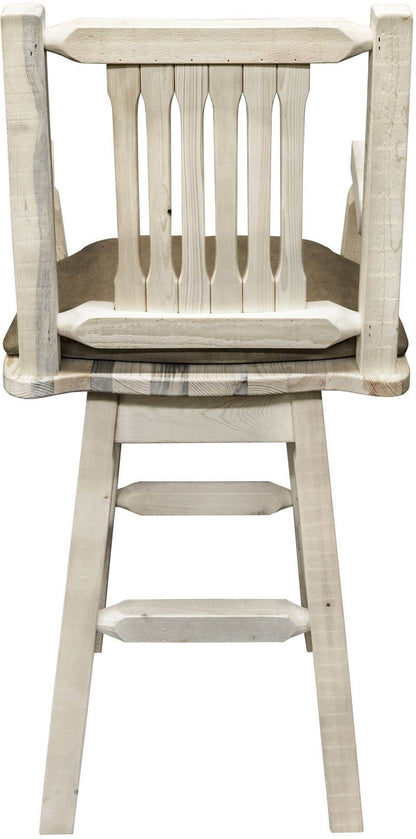 Montana Woodworks Homestead Kollektion Captain's Barshocker mit Rücken / Schwenk / Polstersitz