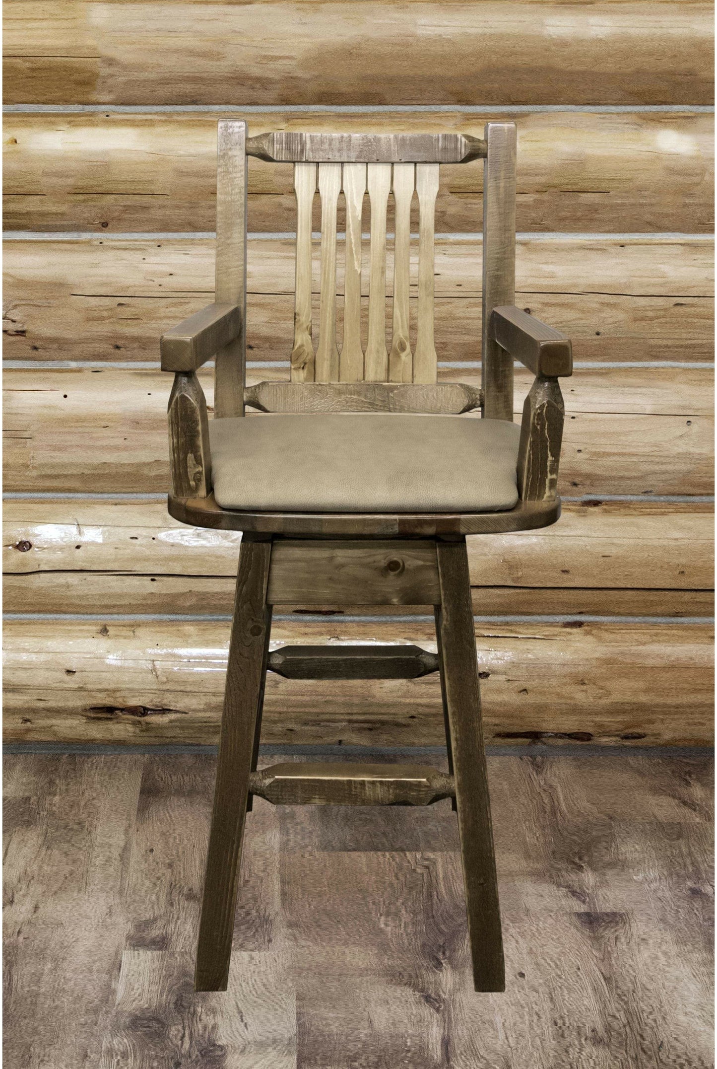 Montana Woodworks Homestead Kollektion Captain's Barshocker mit Rücken / Schwenk / Polstersitz