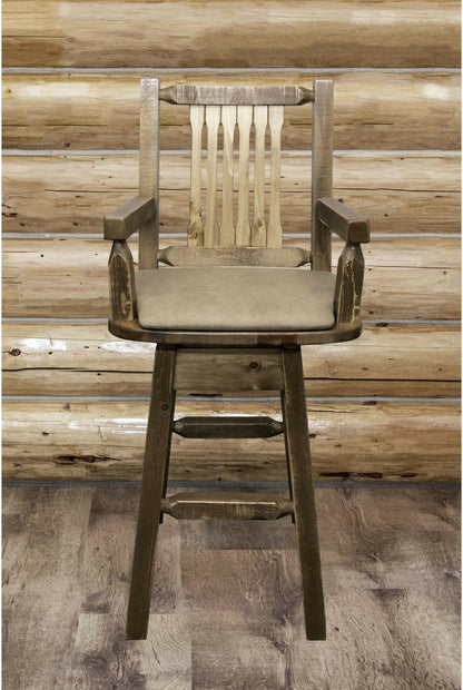 Montana Woodworks Homestead Kollektion Captain's Barshocker mit Rücken / Schwenk / Polstersitz