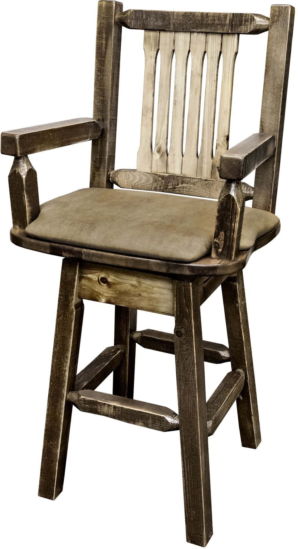 Montana Woodworks Homestead Kollektion Captain's Barshocker mit Rücken / Schwenk / Polstersitz