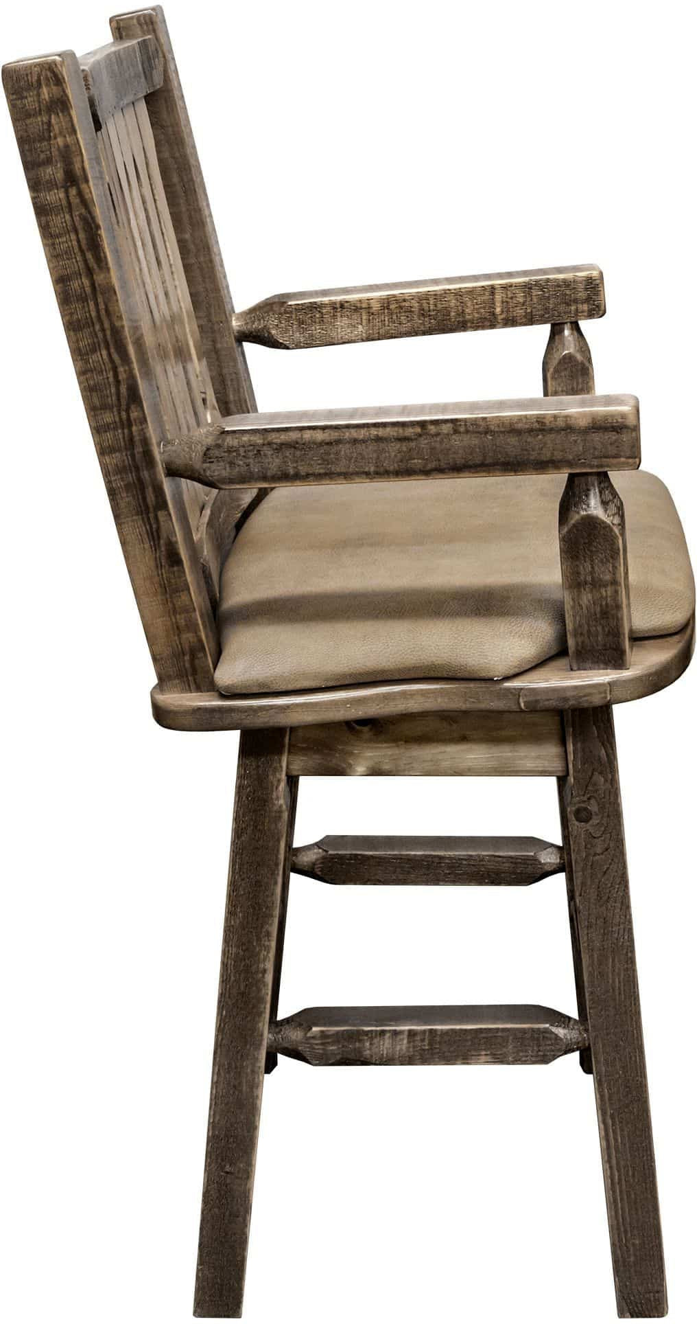 Montana Woodworks Homestead Kollektion Captain's Barshocker mit Rücken / Schwenk / Polstersitz