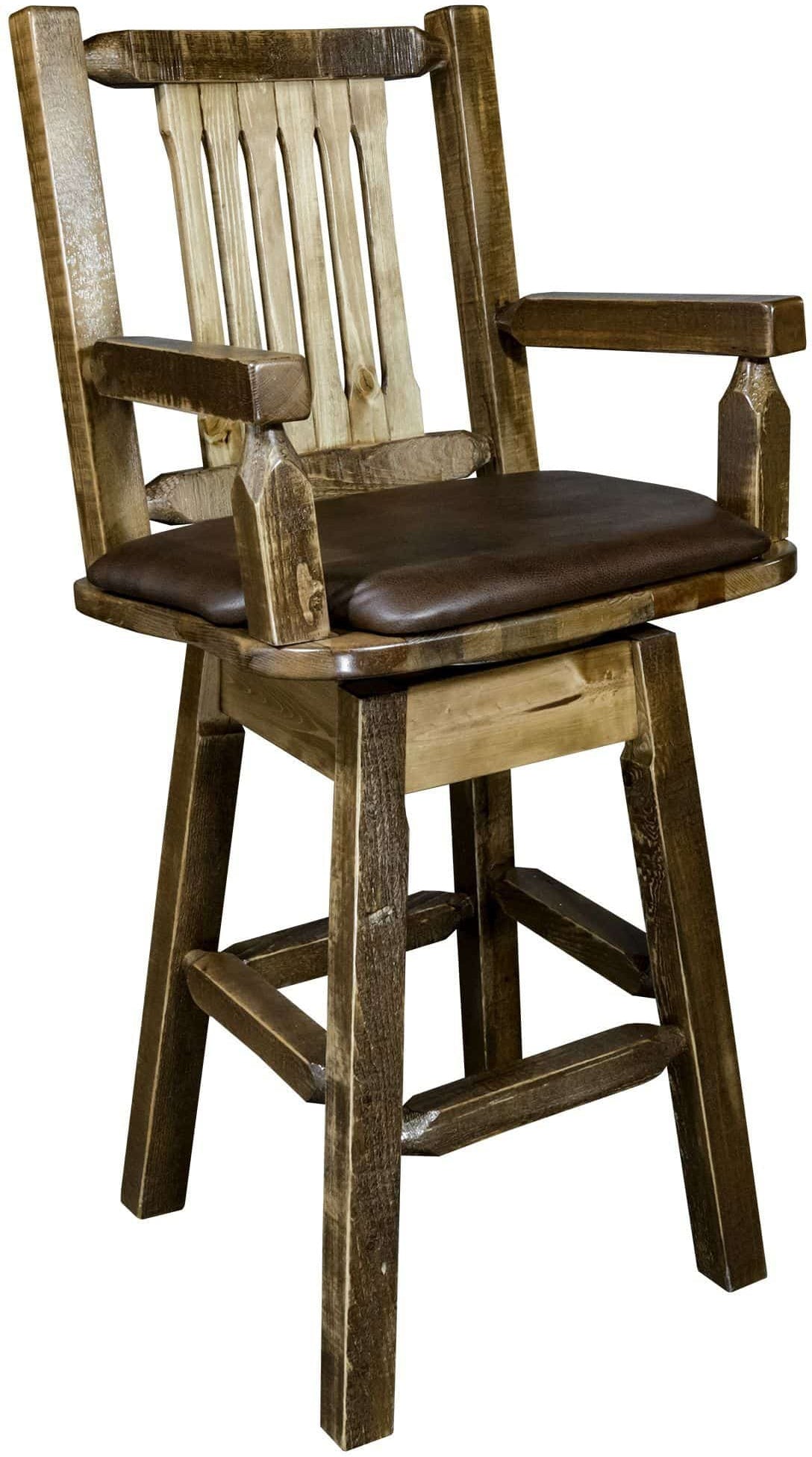 Montana Woodworks Homestead Kollektion Captain's Barshocker mit Rücken / Schwenk / Polstersitz