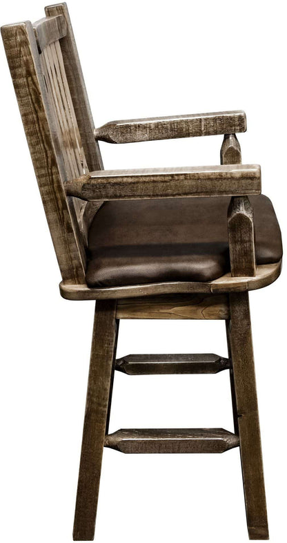 Montana Woodworks Homestead Kollektion Captain's Barshocker mit Rücken / Schwenk / Polstersitz