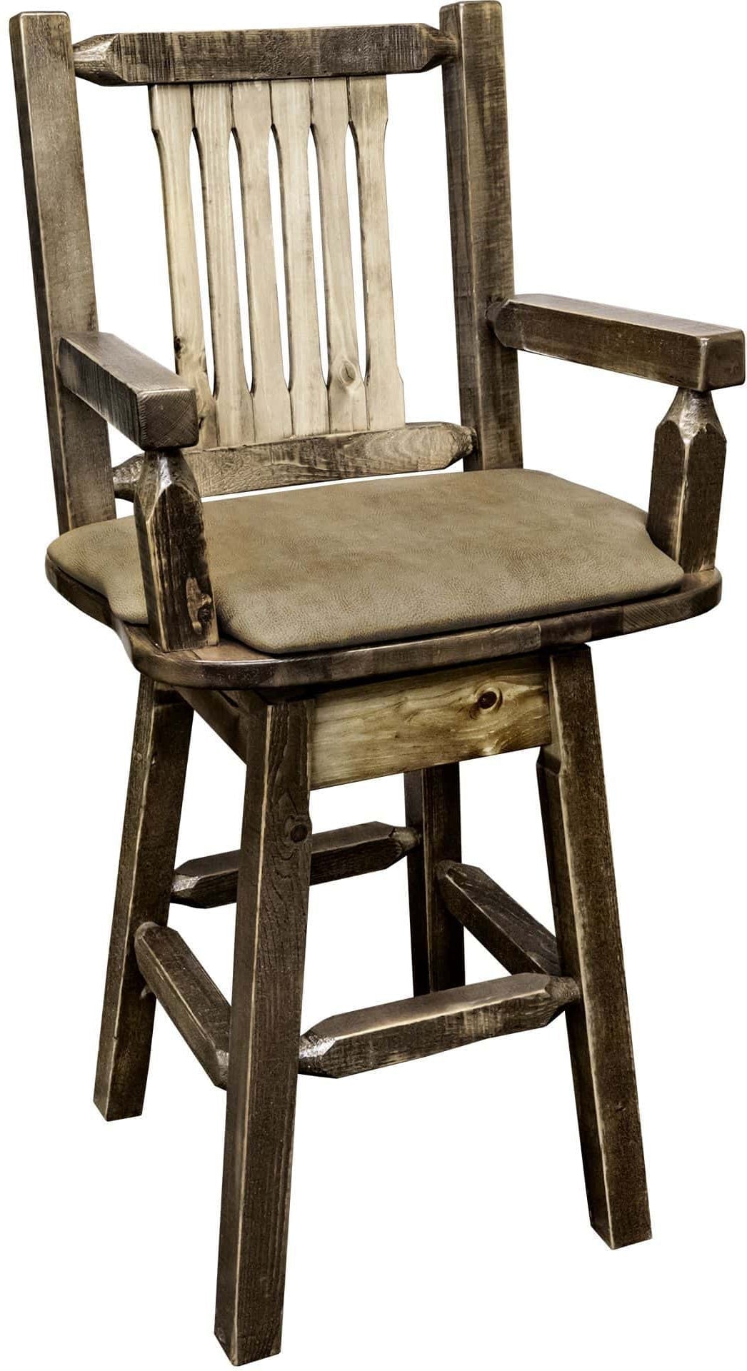 Montana Woodworks Homestead Kollektion Captain's Barshocker mit Rücken / Schwenk / Polstersitz