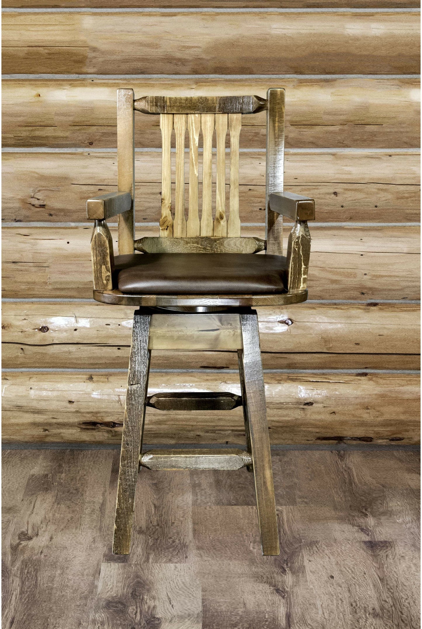 Montana Woodworks Homestead Kollektion Captain's Barshocker mit Rücken / Schwenk / Polstersitz