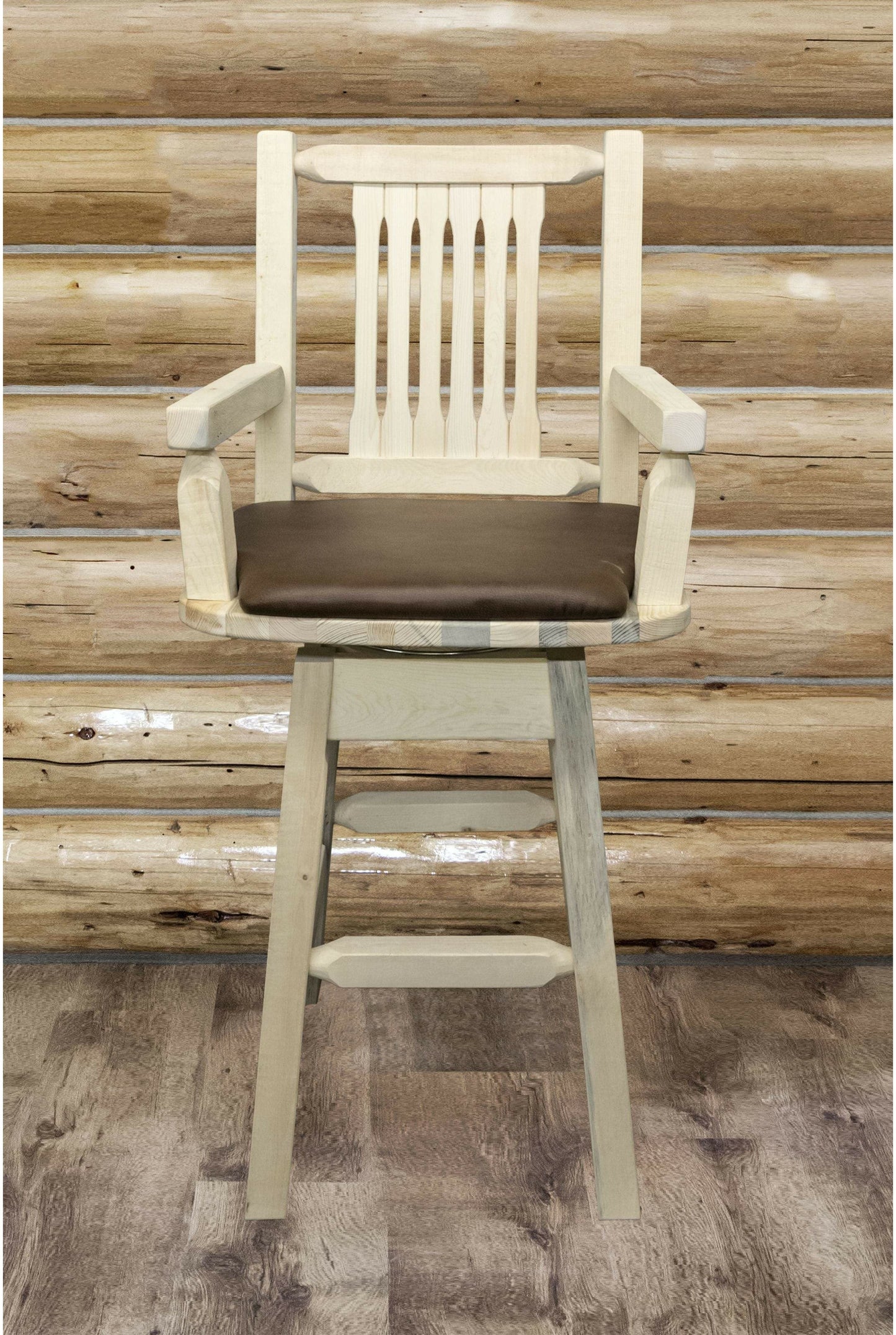 Montana Woodworks Homestead Kollektion Captain's Barshocker mit Rücken / Schwenk / Polstersitz