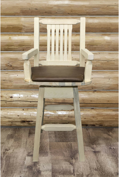 Montana Woodworks Homestead Kollektion Captain's Barshocker mit Rücken / Schwenk / Polstersitz