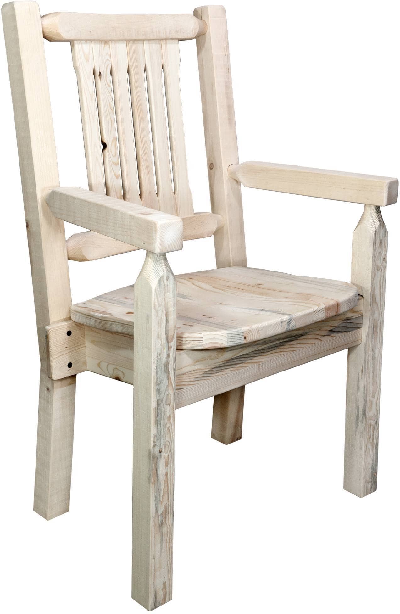 Montana Woodworks Homestead Kollektion Kapitänsstuhl Klarer Lack Finish mit ergonomischem Holzsitz