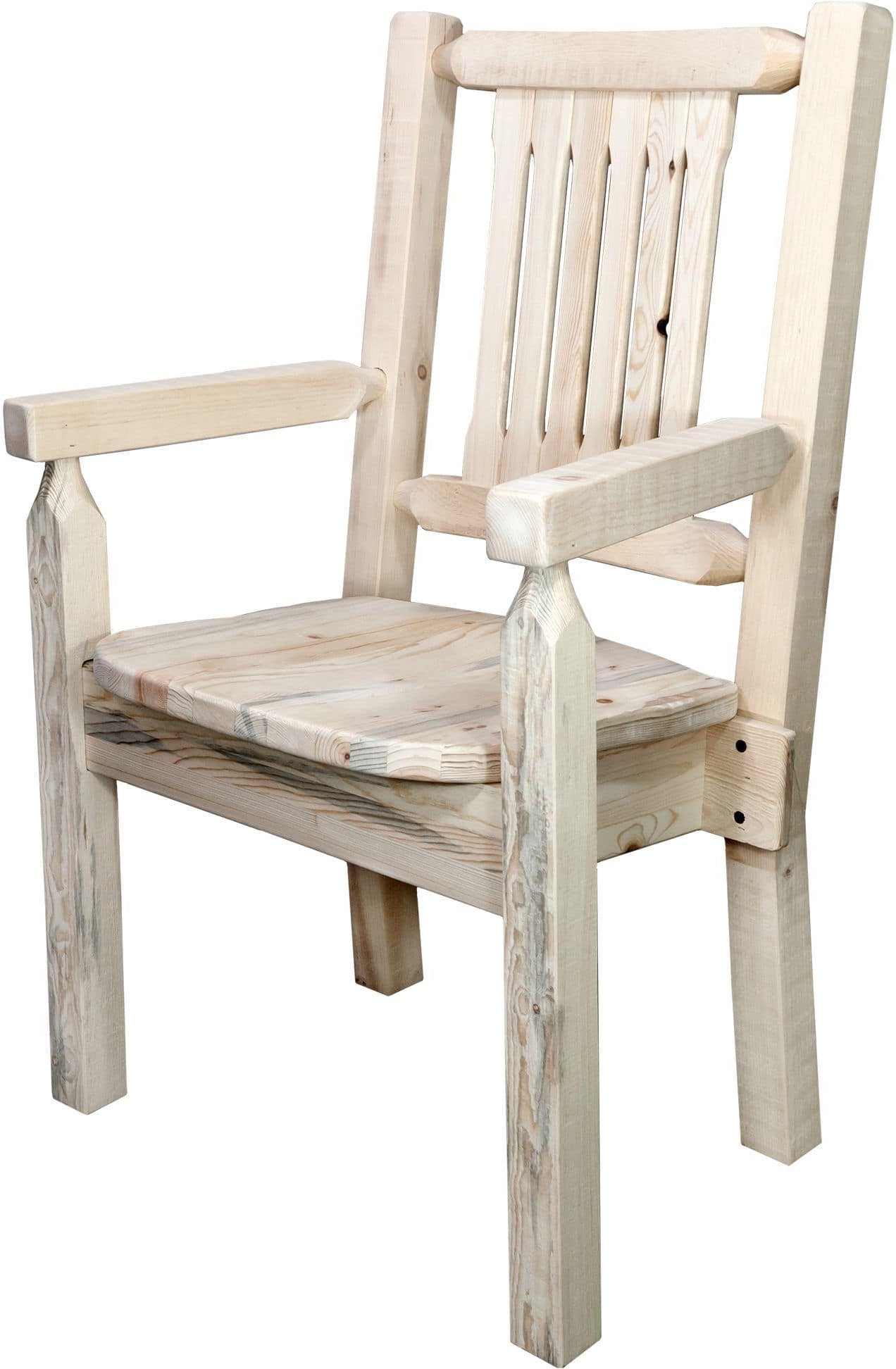 Montana Woodworks Homestead Kollektion Kapitänsstuhl Klarer Lack Finish mit ergonomischem Holzsitz