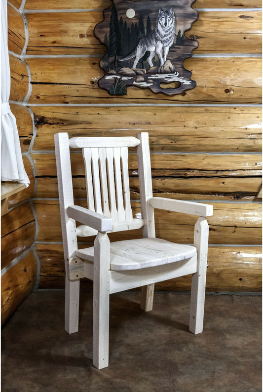 Montana Woodworks Homestead Kollektion Kapitänsstuhl mit ergonomischem Holzsitz - Bereit zum Abschluss