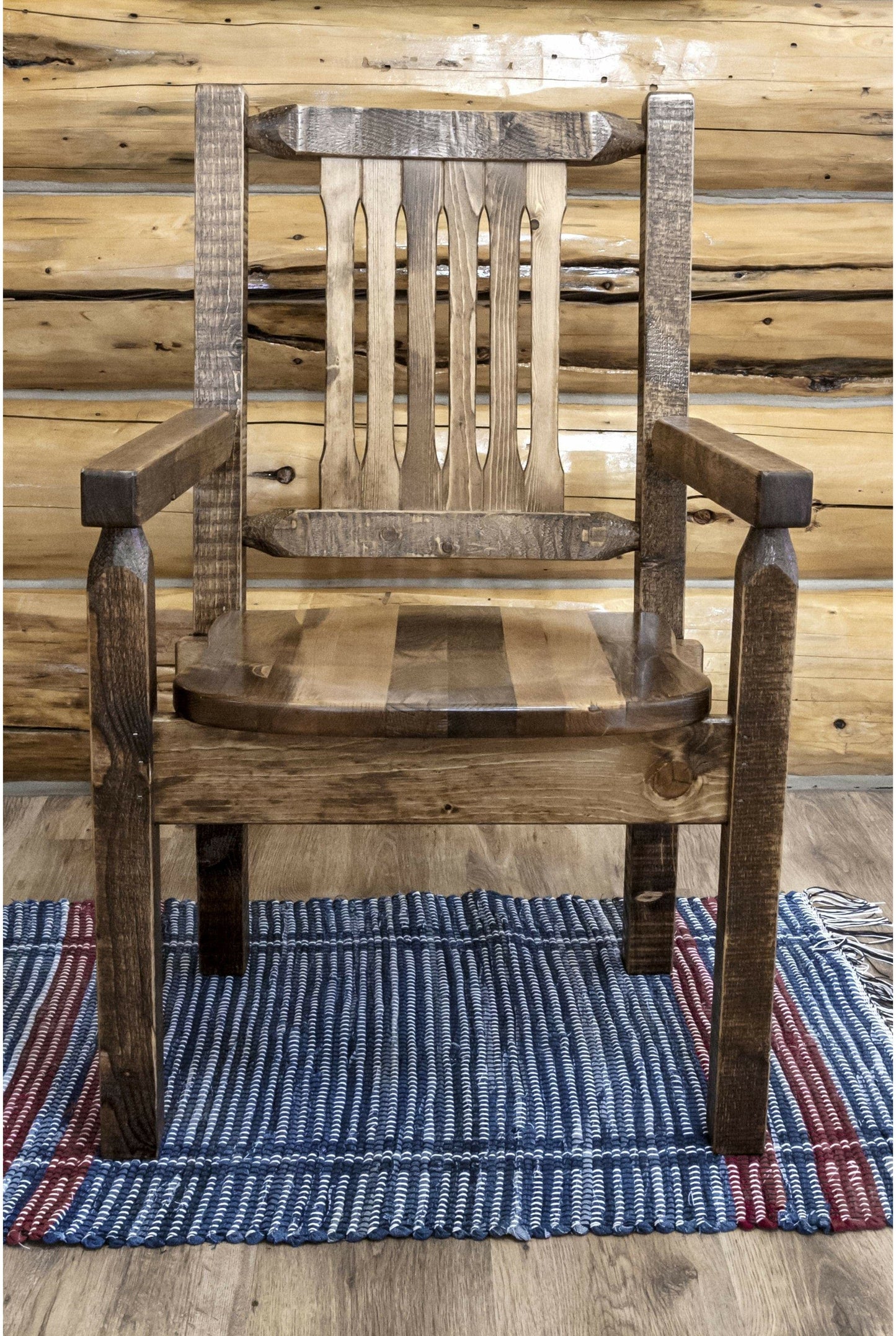 Montana Woodworks Homestead Kollektion Kapitänsstuhl mit ergonomischem Holzsitz - Flecken & Klarer Lack Finish