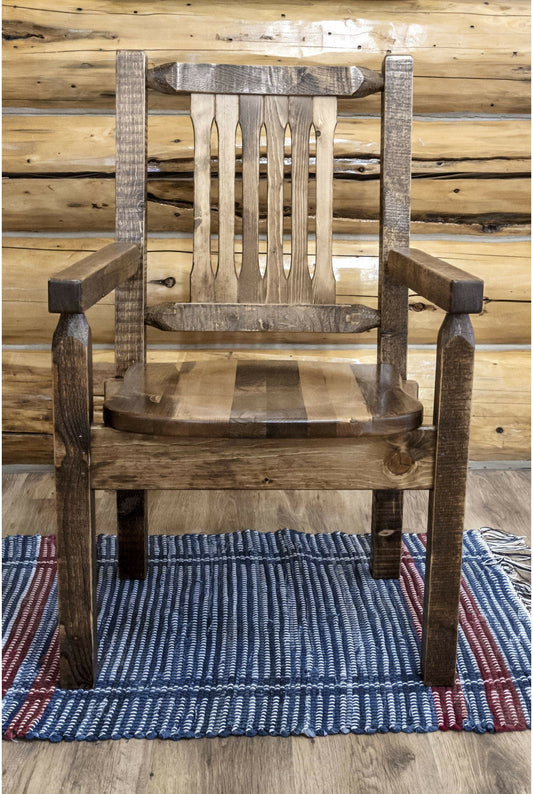 Montana Woodworks Homestead Kollektion Kapitänsstuhl mit ergonomischem Holzsitz - Flecken & Klarer Lack Finish