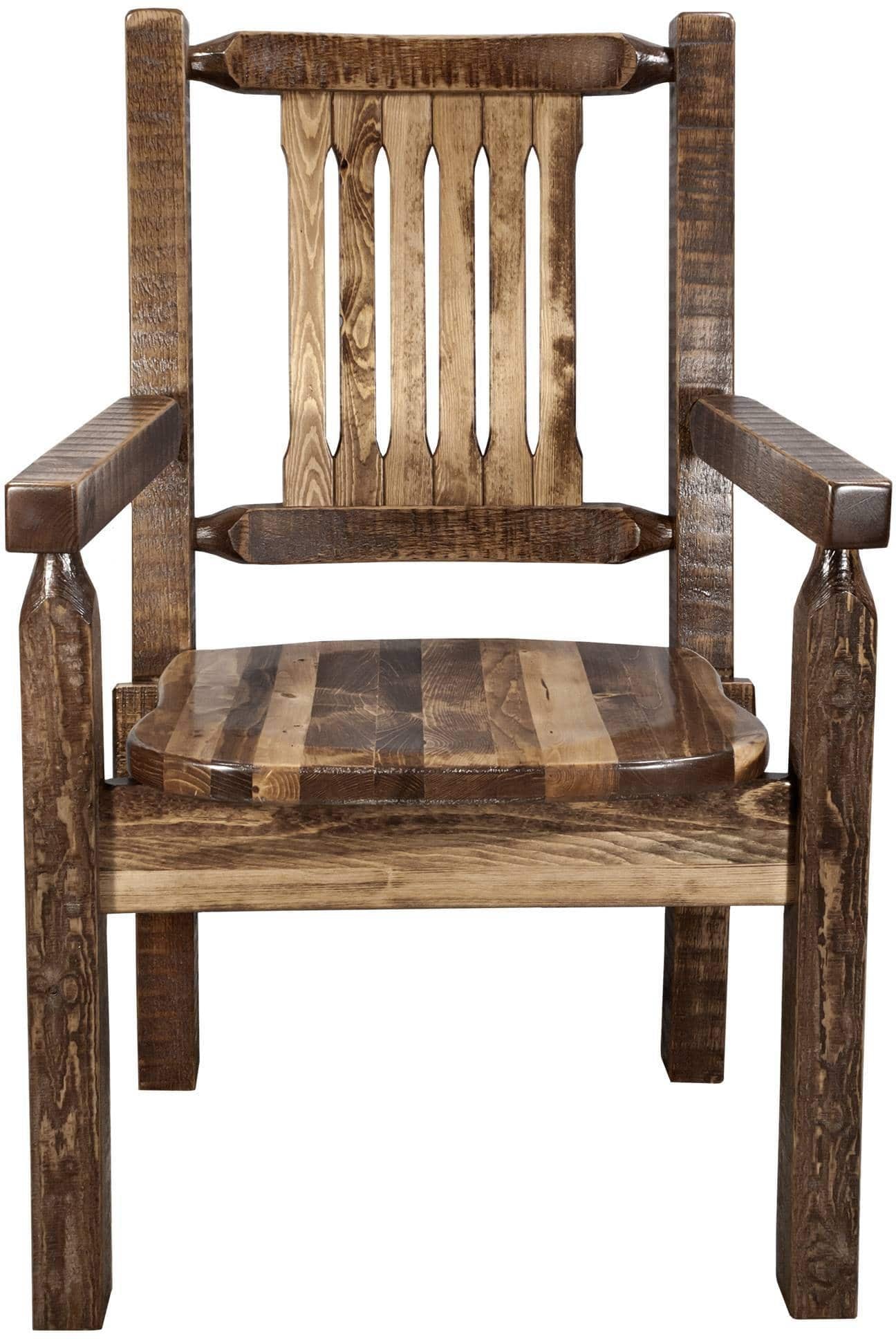 Montana Woodworks Homestead Kollektion Kapitänsstuhl mit ergonomischem Holzsitz - Flecken & Klarer Lack Finish