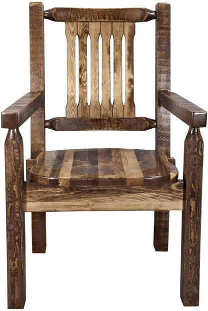 Montana Woodworks Homestead Kollektion Kapitänsstuhl mit ergonomischem Holzsitz - Flecken & Klarer Lack Finish
