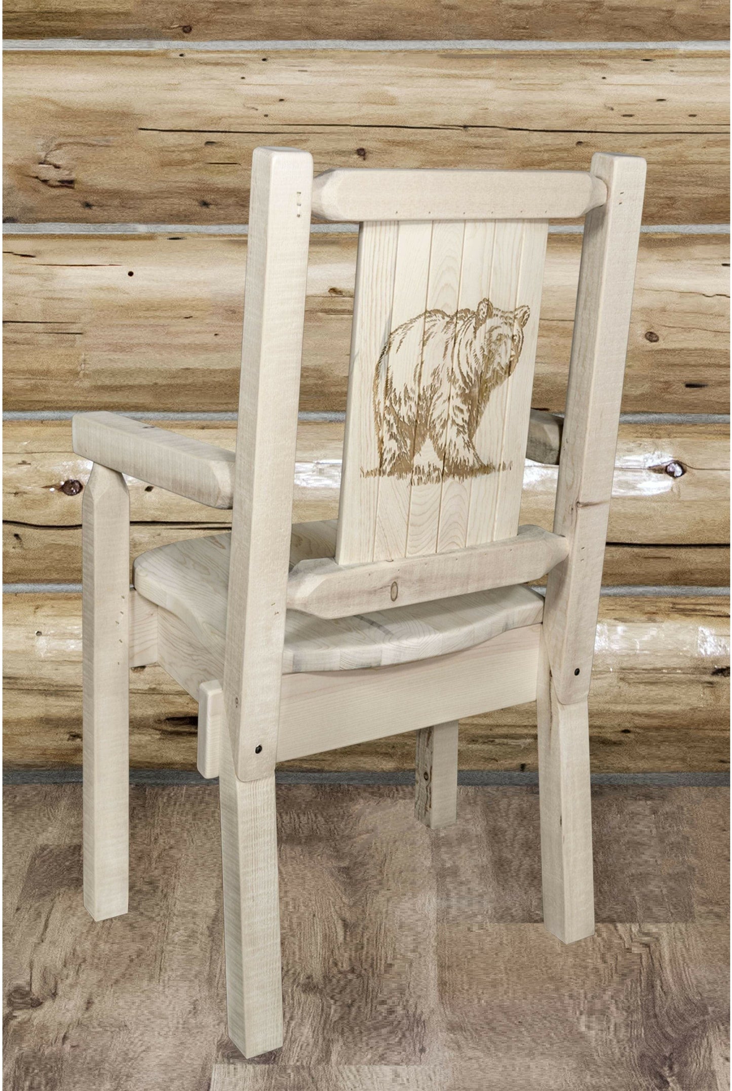 Montana Woodworks Homestead Kollektion Kapitänsstuhl mit Lasergravur Design - Klarer Lacquer Finish