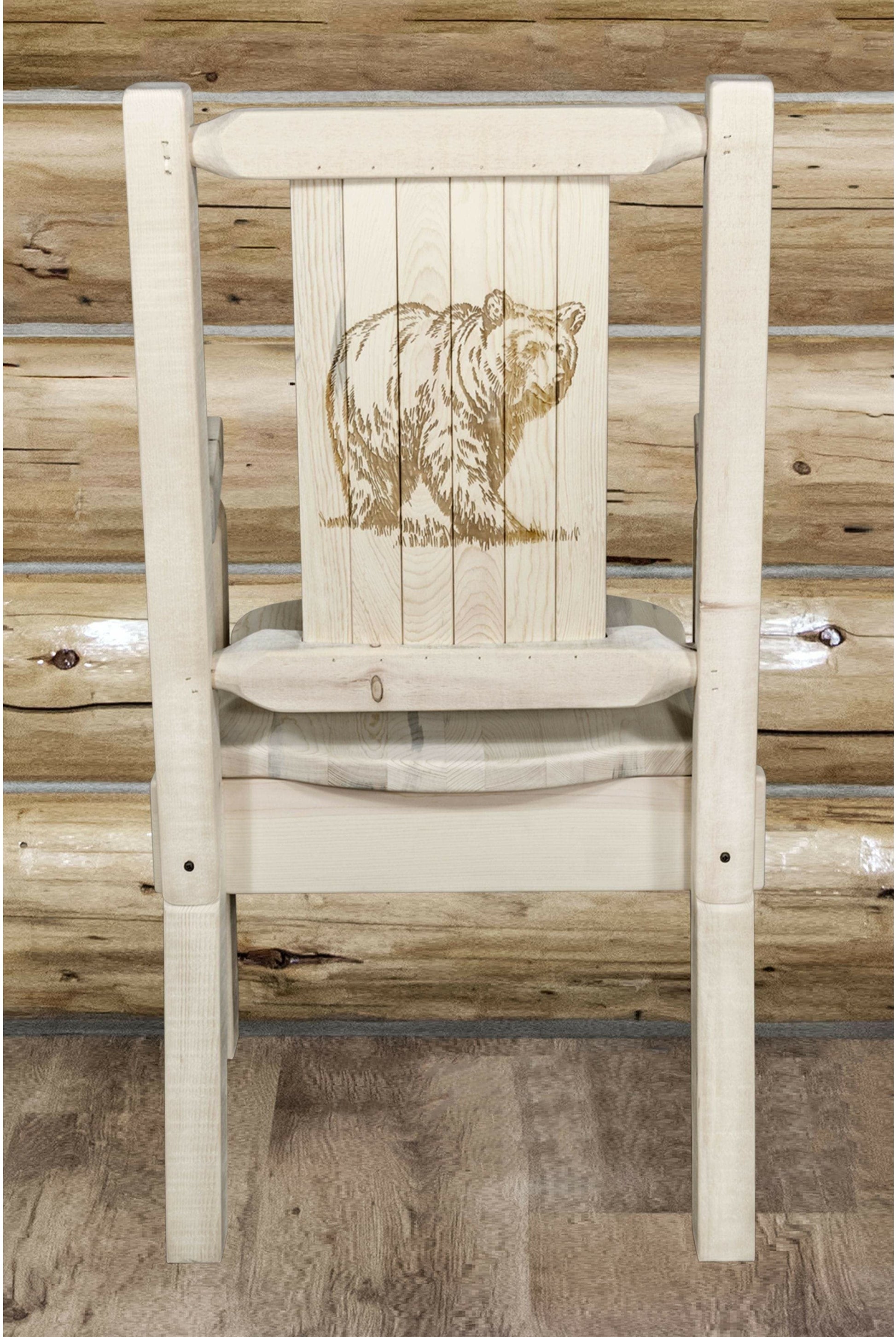 Montana Woodworks Homestead Kollektion Kapitänsstuhl mit Lasergravur Design - Klarer Lacquer Finish