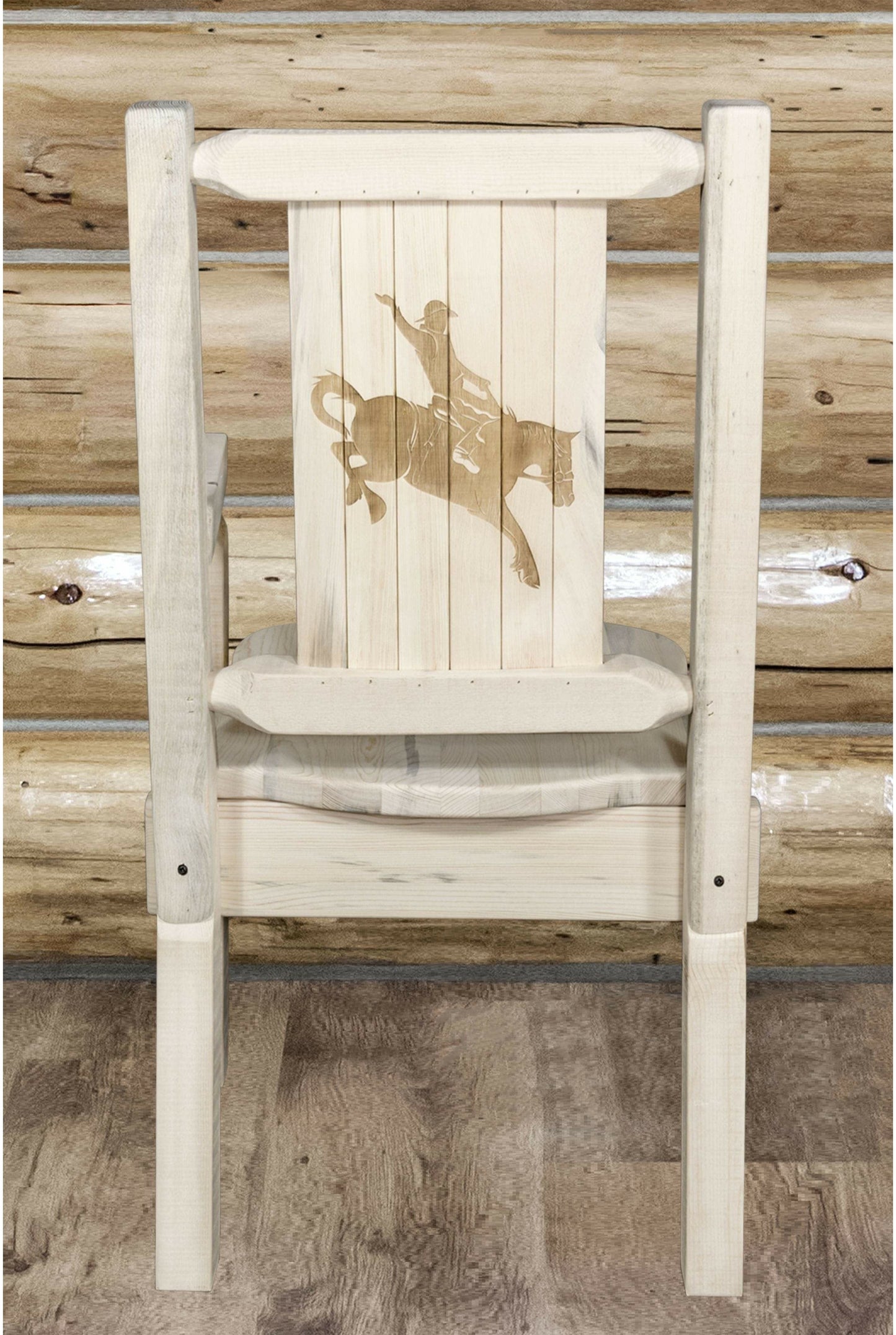 Montana Woodworks Homestead Kollektion Kapitänsstuhl mit Lasergravur Design - Klarer Lacquer Finish