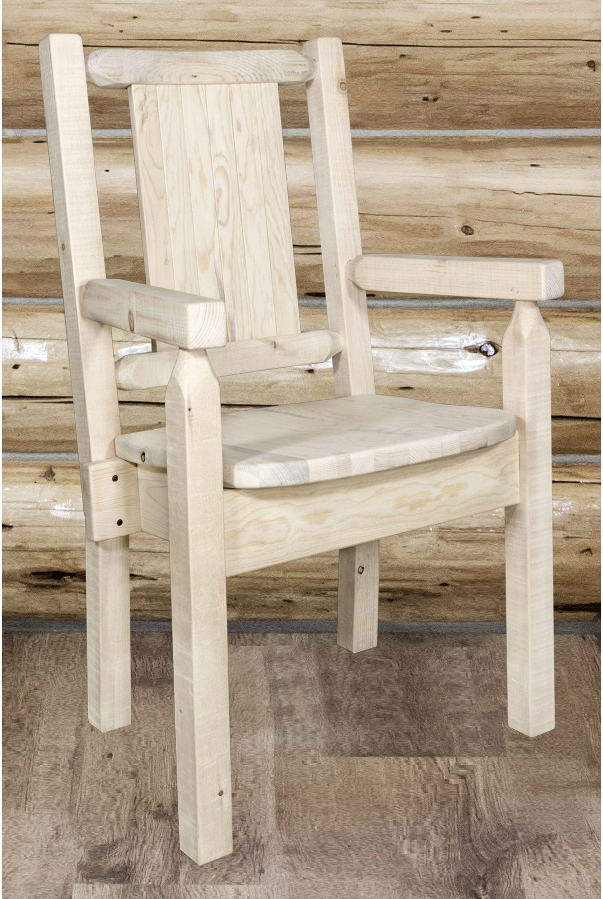 Montana Woodworks Homestead Kollektion Kapitänsstuhl mit Lasergravur Design - Klarer Lacquer Finish