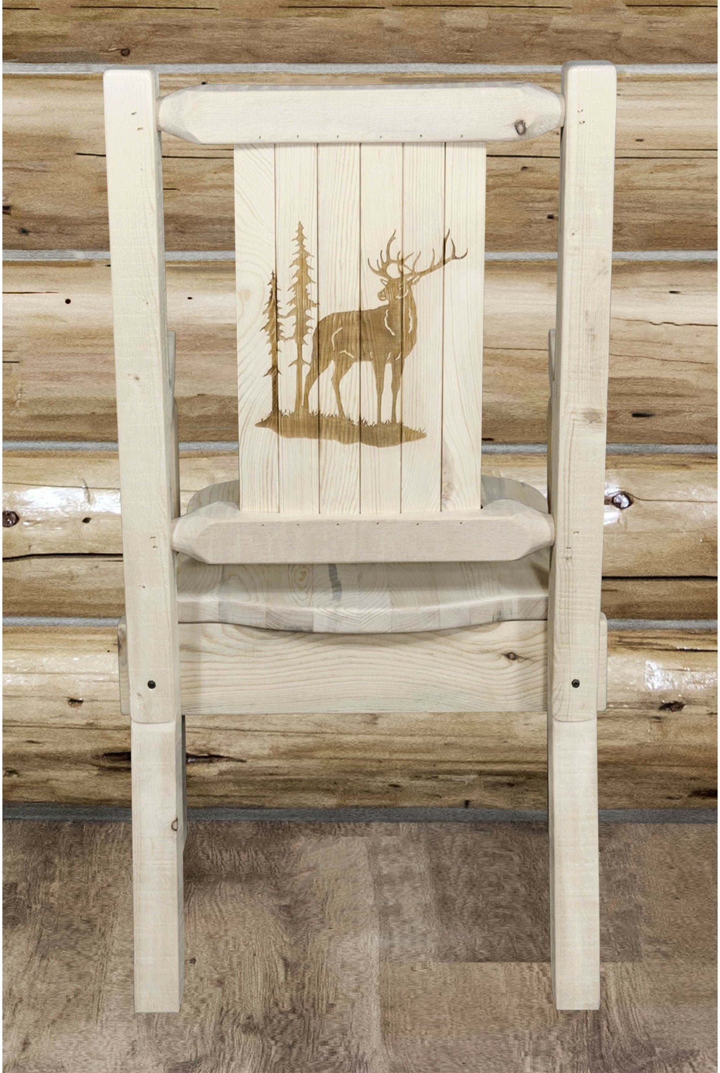 Montana Woodworks Homestead Kollektion Kapitänsstuhl mit Lasergravur Design - Klarer Lacquer Finish