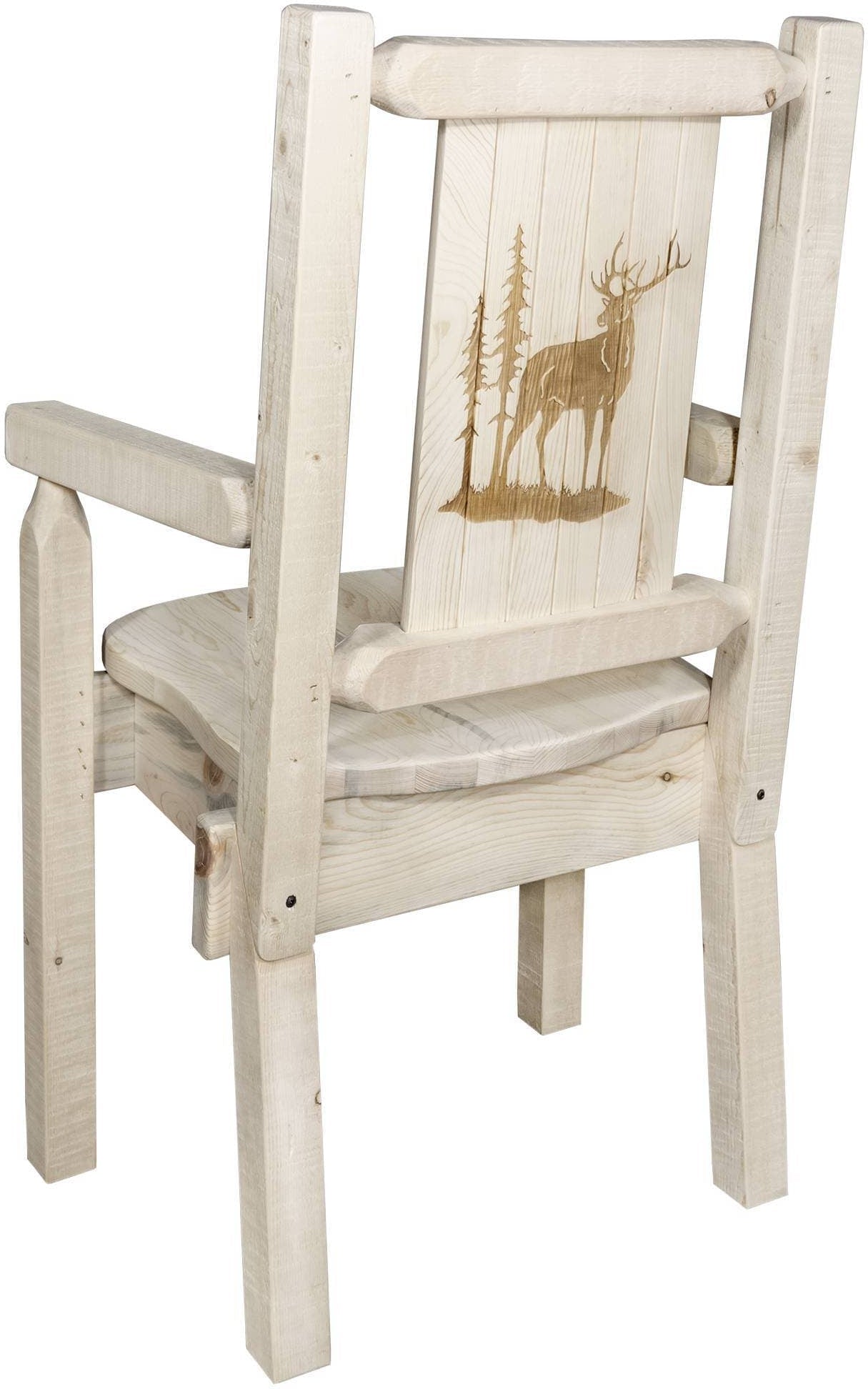 Montana Woodworks Homestead Kollektion Kapitänsstuhl mit Lasergravur Design - Klarer Lacquer Finish