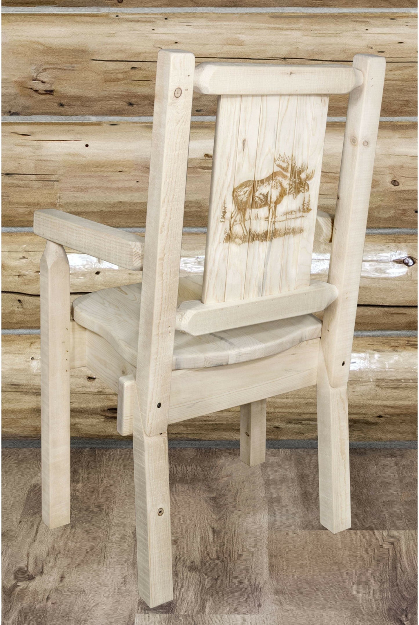 Montana Woodworks Homestead Kollektion Kapitänsstuhl mit Lasergravur Design - Klarer Lacquer Finish