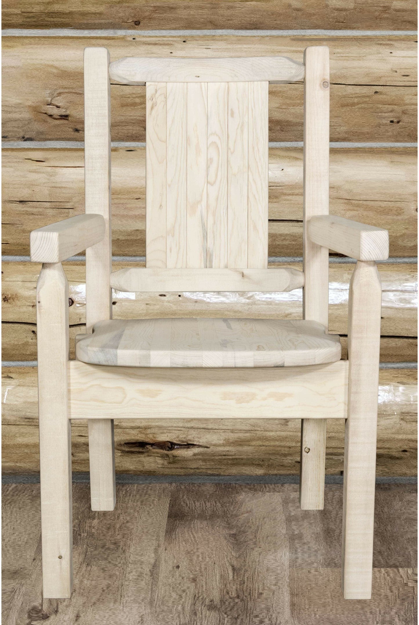 Montana Woodworks Homestead Kollektion Kapitänsstuhl mit Lasergravur Design - Klarer Lacquer Finish